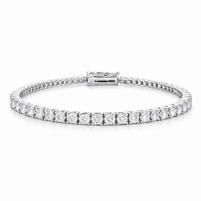 Pulseira Riviera de Moissanite 3mm 5,3ct em Prata 925