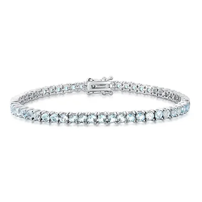 Pulseira Riviera Topázio Azul 3mm em Prata 925 com Banho de Ródio