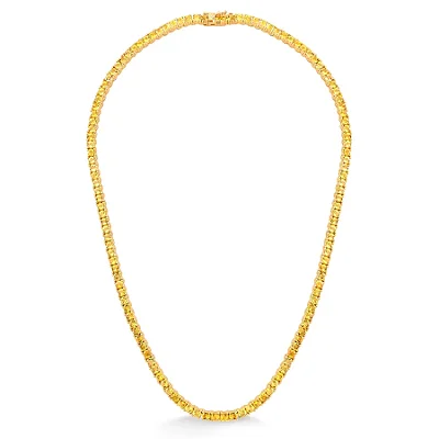 Colar Riviera Citrino Natural 3mm em Prata 925 com Banho de Ouro 18K