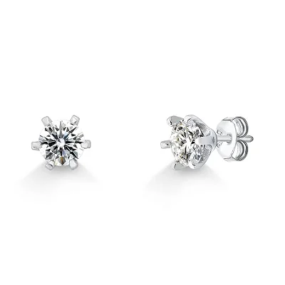 Brinco Moissanite 6,5mm 2ct em Prata 925 com Banho de Ródio
