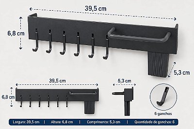 SUPORTE UTENSILIOS 39,5X5,3X6,8 CM