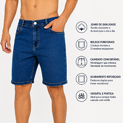 Bermuda Jeans Masculina Vida Marinha