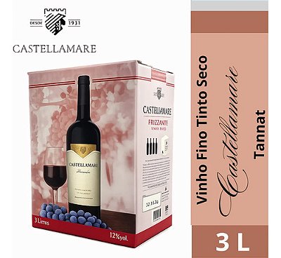 Vinho Fino Tinto Seco Tannat Castellamare 3 Litros