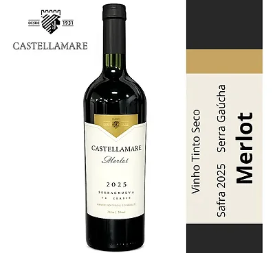 Vinho Fino Tinto Seco Merlot Castellamare 750ml Safra 2025