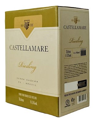 Vinho Branco Seco Riesling Castellamare 3l Serra Gaúcha