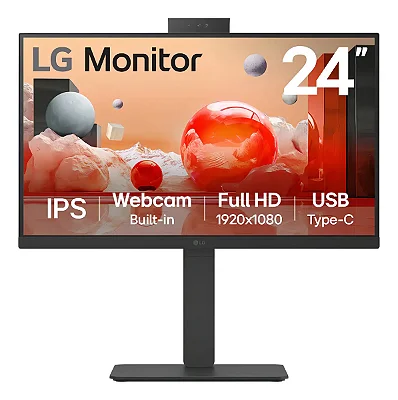 Monitor LG B2B Webcam 24BA850-B 23,8” Full HD IPS 100Hz Preto