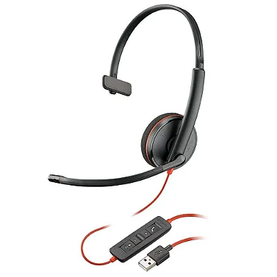 Headset Poly Plantronics Blackwire C3210 USB-A Preto