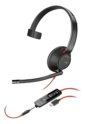 Headset Poly Plantronics Blackwire C5210 USB-A + P2 3,5 mm Preto