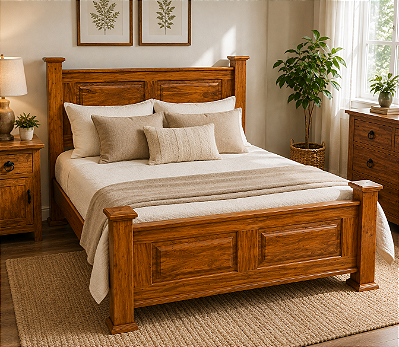 Cama Queen Imperial sem Ferragem em Madeira de Demolição