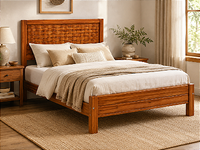 Cama Queen Vila Rica para Colchão 1,58 x 1,98 m em Madeira de Demolição