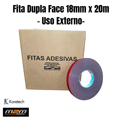 Kit 16 Fita Dupla Face Koretech Uso Externo 18mm x 20m Em Dracena