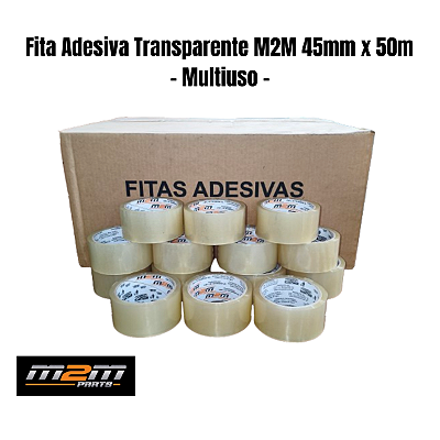 Kit 100 Fita Adesiva Transparente M2M 45mm x 50m Premium em Dracena