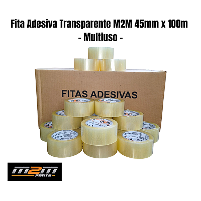 Kit 80 Fita Adesiva Transparente M2M 45mm x 100m Aderente em Dracena