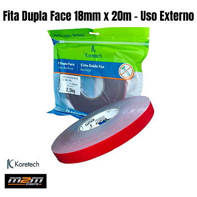 Fita Dupla Face Koretech Uso Externo 18mm x 20m Em Dracena