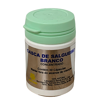 Casca de Salgueiro Branco Amazon / Saúde Ervas 30 Cápsulas
