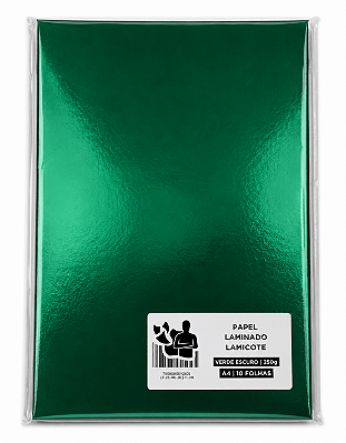 Papel Laminado - Lamicote - Verde Escuro - 250g - A4 - 210x297mm