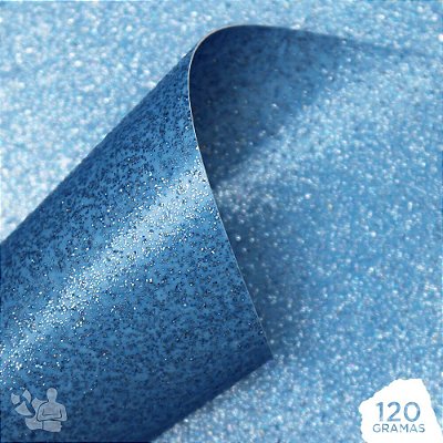 Papel Adesivo Glitter - Azul Claro - A4 - 210x297mm