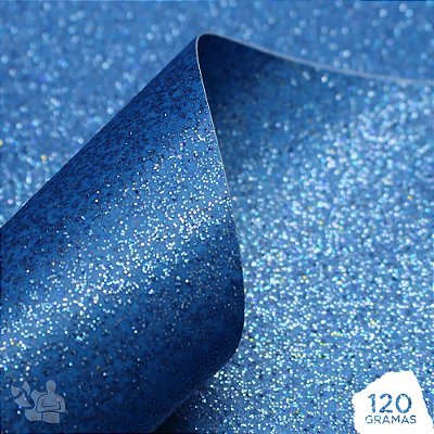 Papel Adesivo Glitter - Azul Royal - A4 - 210x297mm