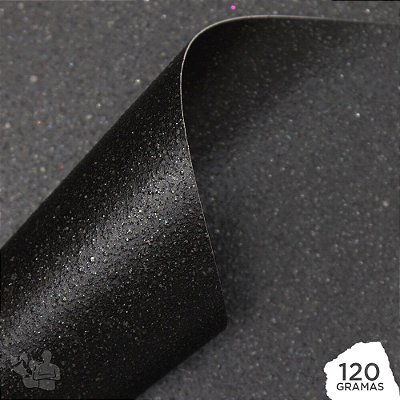Papel Adesivo Glitter - Preto - A4 - 210x297mm