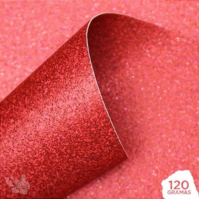 Papel Adesivo Glitter - Vermelho - A4 - 210x297mm