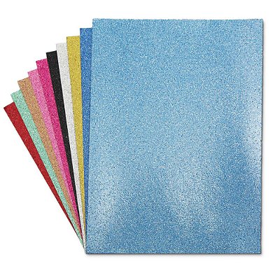 Papel Adesivo Glitter - Kit Colorido - 10 Folhas - A4 - 210x297mm