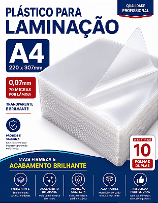 Plástico para Laminação - 0,07mm - A4 - 220x307mm