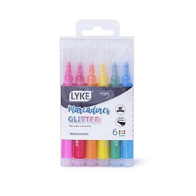 Marcador Artístico - Glitter - Lyke - 6 Cores