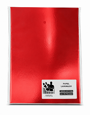 Papel Laminado - Vermelho - 250g - A4