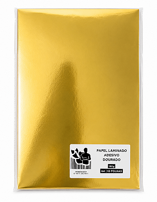 Papel Laminado Adesivo - Dourado - A4 - 210x297mm