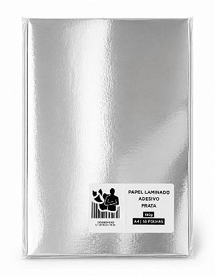 Papel Laminado Adesivo - Prata - A4 - 210x297mm