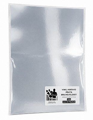 Vinil Adesivo Prata Brilho/Glossy - 135g - Jato de Tinta - Resistente à Água