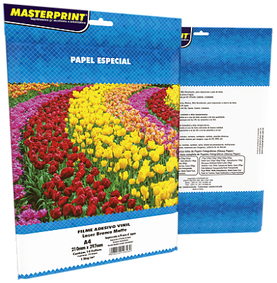 Vinil Adesivo Branco Fosco/Matte - Masterprint - Resistente à Água - Jato de Tinta - 135g