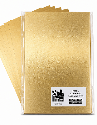 Papel Laminado - Lamicote - Casca de Ovo - Dourado - 180g - A4 - 210x297mm