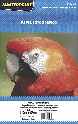 Papel Fotográfico - Masterprint - Brilho/Glossy - 135g - Jato de Tinta - A4 - 210x297mm