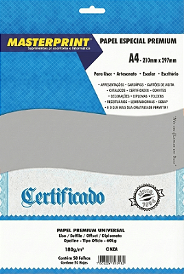 Papel Offset - Diplomata - Masterprint - Cinza - 180g - A4