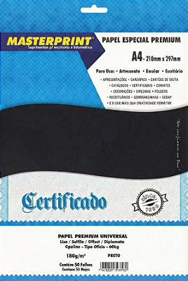 Papel Offset - Diplomata - Masterprint - Preto - 180g - A4