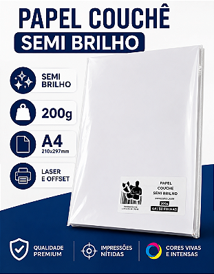 Papel Couche - Semi Brilho - 200g