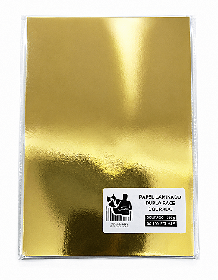 Papel Laminado - Dupla Face - Dourado - 250g - A4