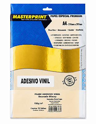 Vinil Adesivo Masterprint - Dourado - Brilho/Glossy - 135g