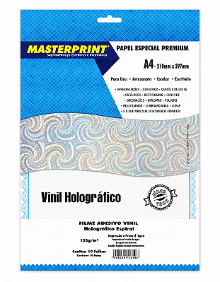 Vinil Adesivo Holográfico - Espiral - Masterprint - 135g - Jato de Tinta - A4