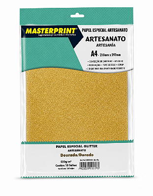 Papel Glitter Masterprint - Dourado - 250g - A4