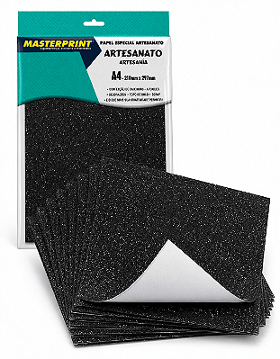 Papel Glitter Masterprint - Preto - 250g - A4