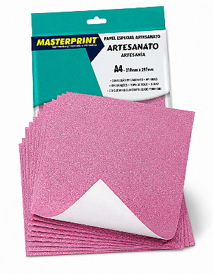 Papel Glitter Masterprint - Rosa - 250g - A4