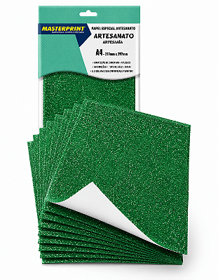 Papel Glitter Masterprint - Verde - 250g - A4