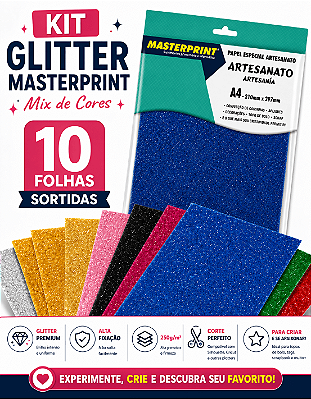 Papel Glitter Masterprint - Mix de Cores - 250g - A4
