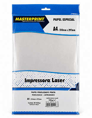 Papel Perolizado Prata - Masterprint - Laser - 180g - A4