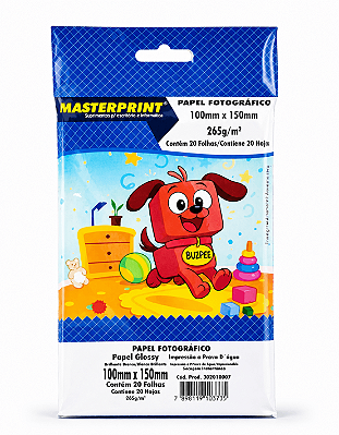 Papel Fotográfico - Buzpee - Brilho/Glossy - 10x15cm - 265g - Jato de Tinta