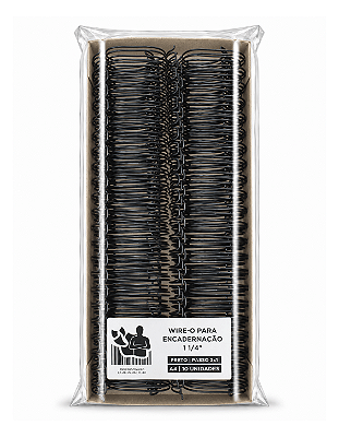 Wire-o para Encadernação - 1 1/4" - Passo 2x1 - Preto