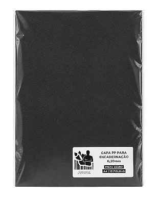Capa PP para Encadernação - 0,30mm - Preta Couro - A4