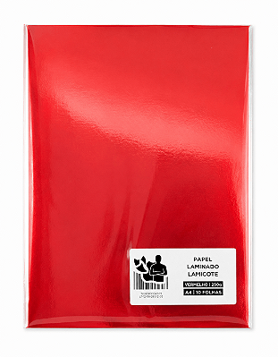 Papel Laminado - Lamicote - Vermelho - 250g - A4 - 210x297mm